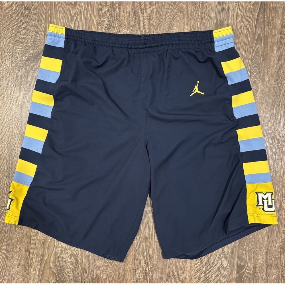 Jordan Navy Shorts with Yellow and Blue Stripes - Marquette University